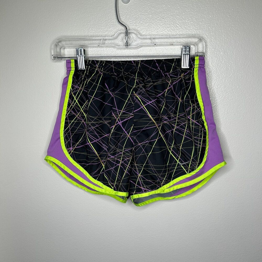 Nike dri fit purple black yellow athletic work out shorts Small